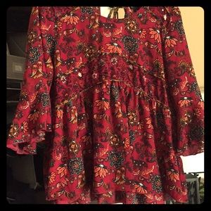 Boho top babydoll with bell sleeves